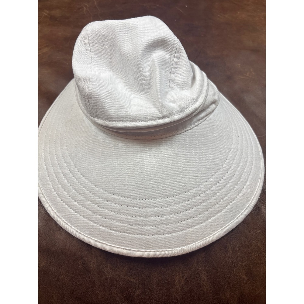 Coolibar White UPF 50+ Wide Brim Sun Hat Packable Linen Blend Gardening Beach